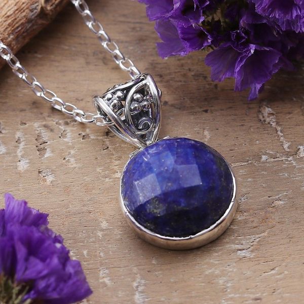 Alternate image for 14-Carat Faceted Checkerboard Lapis Lazuli Pendant Necklace True Magic