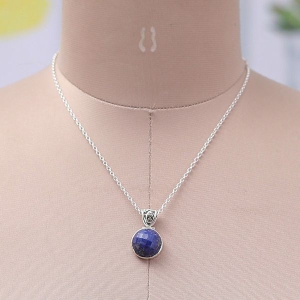 Alternate image for 14-Carat Faceted Checkerboard Lapis Lazuli Pendant Necklace True Magic