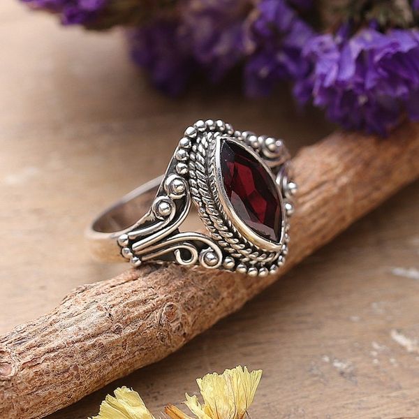 Alternate image for Natural One-Carat Garnet Single Stone Ring from India Passionate Luxury