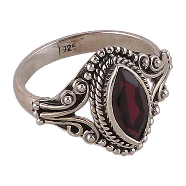Alternate image for Natural One-Carat Garnet Single Stone Ring from India Passionate Luxury