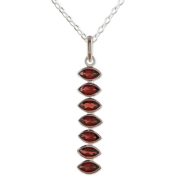 Alternate image for Natural Three-Carat Garnet Pendant Necklace from India Romantic Balance