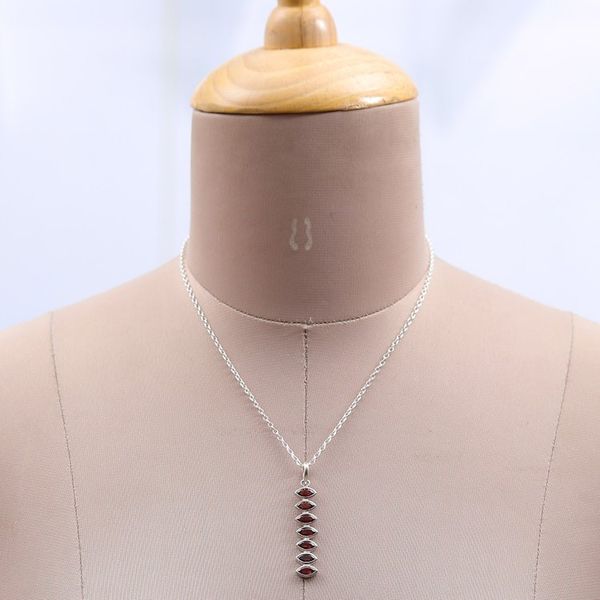Alternate image for Natural Three-Carat Garnet Pendant Necklace from India Romantic Balance