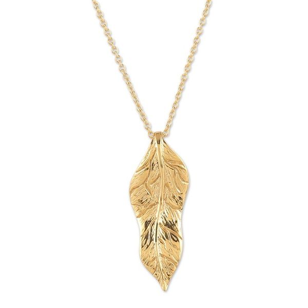 Alternate image for High-Polished Leafy Brass Pendant Necklace from India Autumnal Triumph