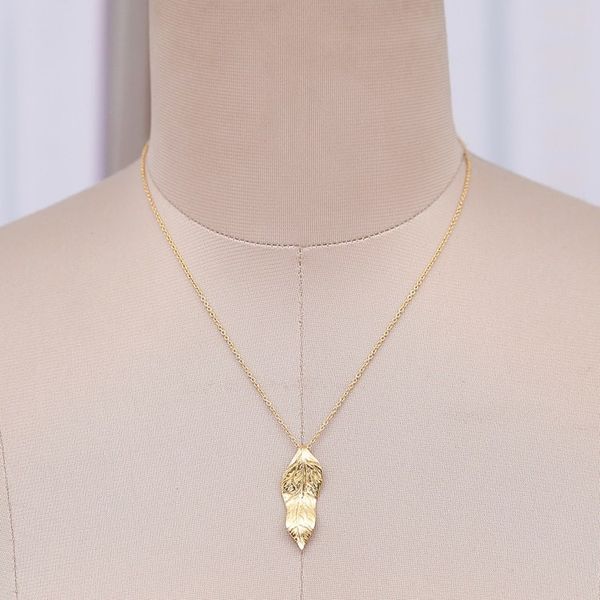 Alternate image for High-Polished Leafy Brass Pendant Necklace from India Autumnal Triumph