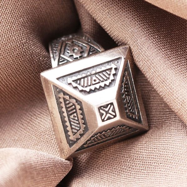 Alternate image for Temple-Themed Mens Sterling Silver Domed Ring from India Temple Glory
