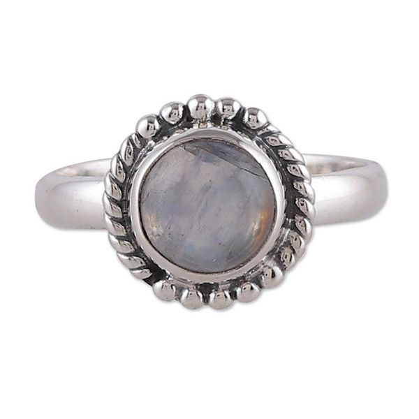 Alternate image for Classic Round Natural Rainbow Moonstone Cocktail Ring Lunar Princess