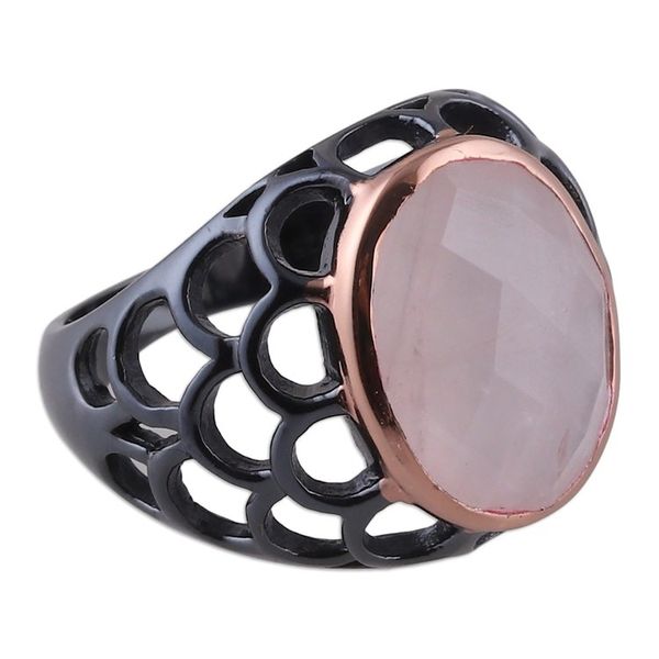 Alternate image for 18k Rose Gold-Accented Natural 14-Carat Rose Quartz Ring Rose Diva