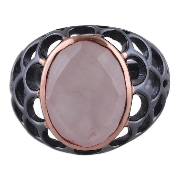 Alternate image for 18k Rose Gold-Accented Natural 14-Carat Rose Quartz Ring Rose Diva