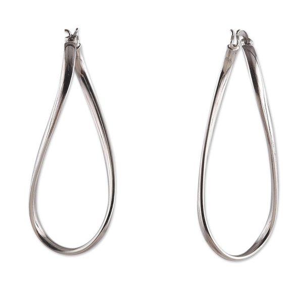 Alternate image for Modern Sterling Silver Hoop Earrings with Twisted Design Modern Twist