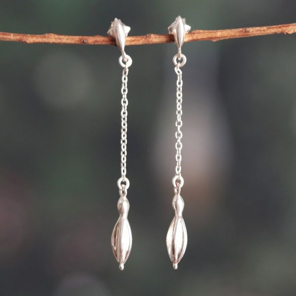 Alternate image for Polished Modern Sterling Silver Dangle Earrings from India Sublime Dance
