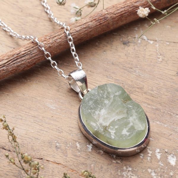 Alternate image for Sterling Silver Necklace with Freeform Apatite Pendant Learning Spirit