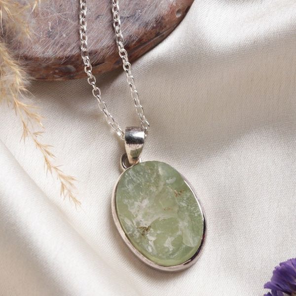 Alternate image for Sterling Silver Necklace with Freeform Apatite Pendant Learning Spirit