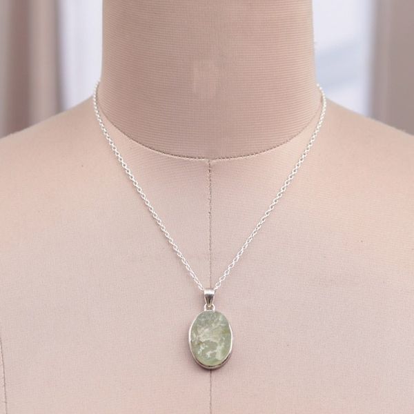 Alternate image for Sterling Silver Necklace with Freeform Apatite Pendant Learning Spirit