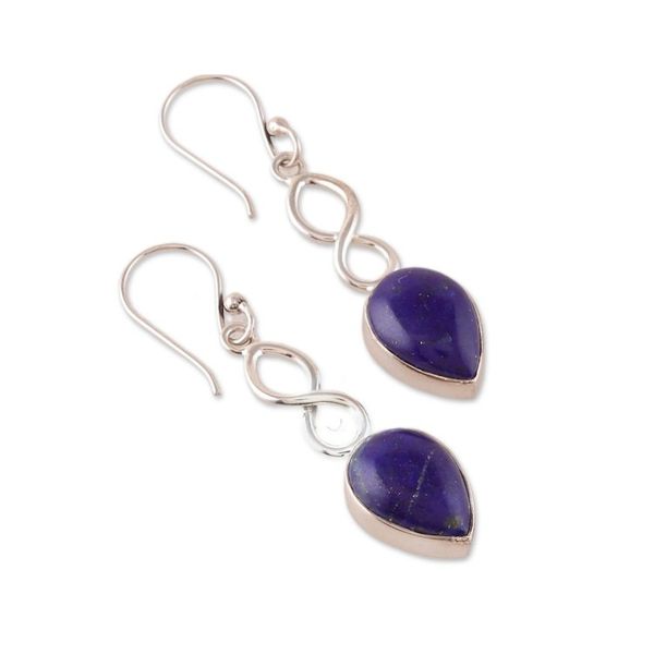 Alternate image for Polished Sterling Silver and Lapis Lazuli Dangle Earrings Royal Destiny