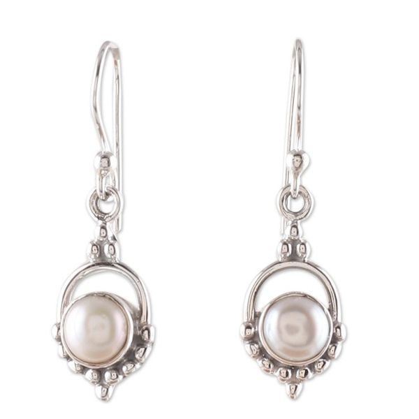 Alternate image for Polished Cream Cultured Pearl Dangle Earrings from India Pure Allure
