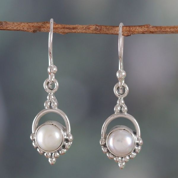 Alternate image for Polished Cream Cultured Pearl Dangle Earrings from India Pure Allure