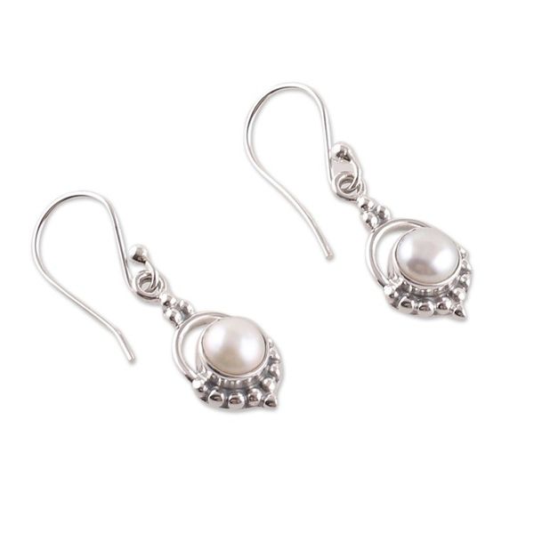 Alternate image for Polished Cream Cultured Pearl Dangle Earrings from India Pure Allure
