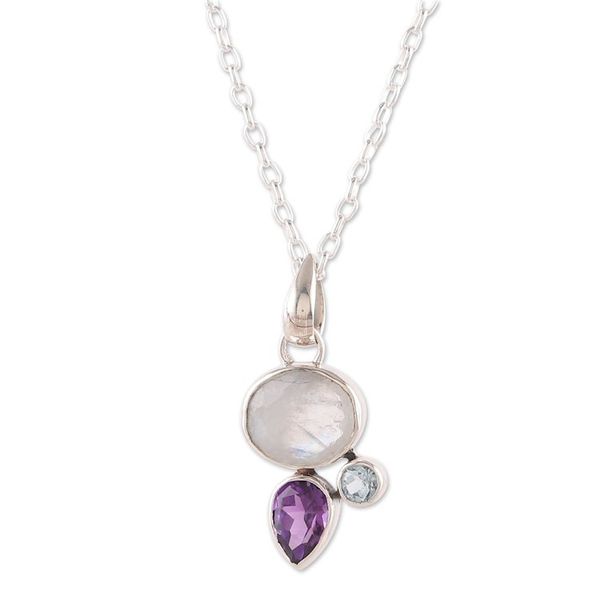 Alternate image for Faceted Six-Carat Multi-Gemstone Pendant Necklace Pieces of Harmony