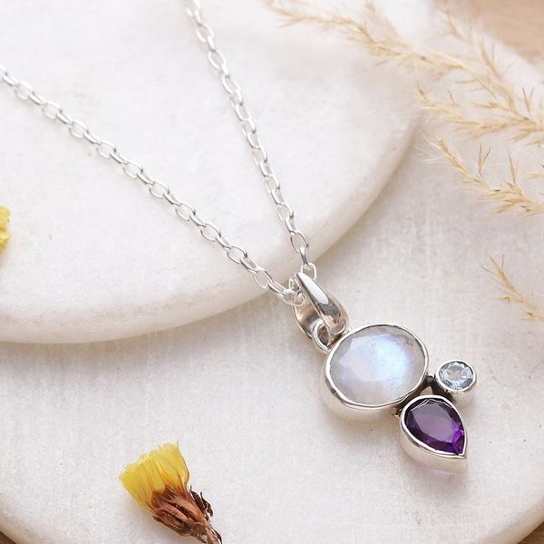 Alternate image for Faceted Six-Carat Multi-Gemstone Pendant Necklace Pieces of Harmony