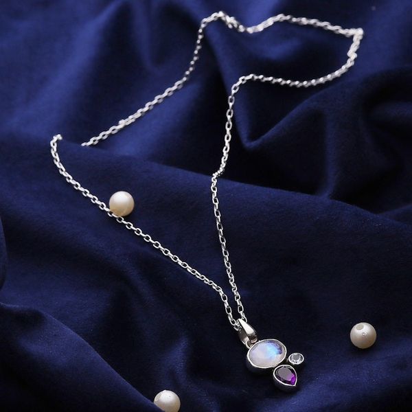 Alternate image for Faceted Six-Carat Multi-Gemstone Pendant Necklace Pieces of Harmony
