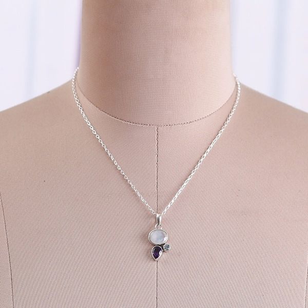 Alternate image for Faceted Six-Carat Multi-Gemstone Pendant Necklace Pieces of Harmony