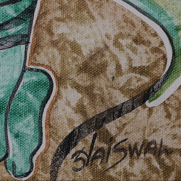 Alternate image for Signed Impressionist Traditional Acrylic Ganesha Painting First Worship