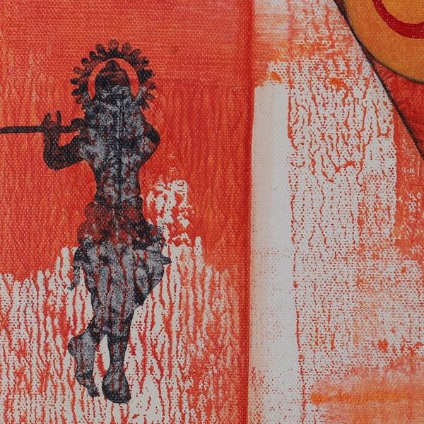 Alternate image for Signed Expressionist Warm-Toned Acrylic Trimurti Painting Bramha, Vishnu, Mahesh