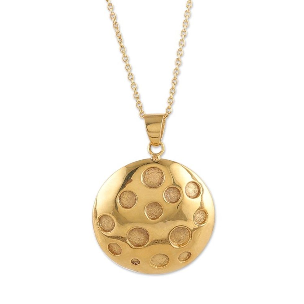 High-Polished Brass Pendant Necklace from India 'Solar Dots'