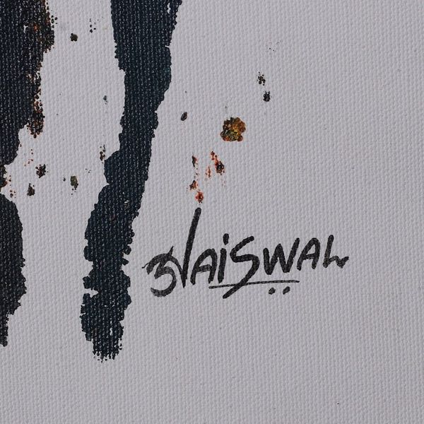 Alternate image for Signed Abstract Dark-Toned Acrylic Painting from India Meeting Emotions