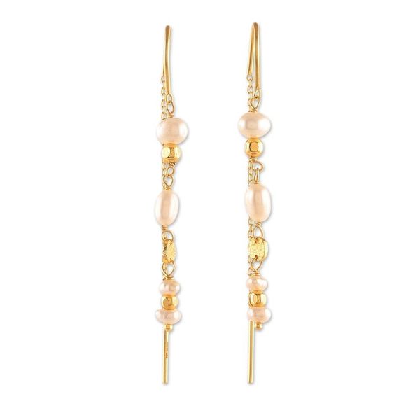 Alternate image for 18k Gold-Plated Cream Cultured Pearl Threader Earrings Pearly Dance
