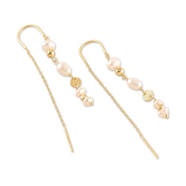 Alternate image for 18k Gold-Plated Cream Cultured Pearl Threader Earrings Pearly Dance