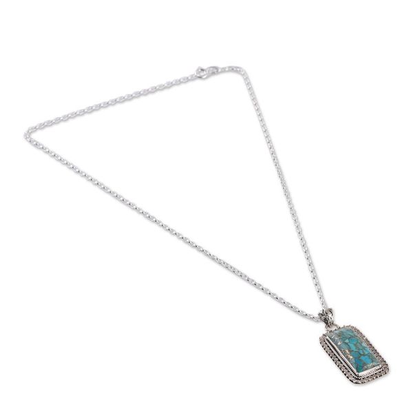 Alternate image for Sterling Silver and Composite Turquoise Pendant Necklace Peaceful Chant