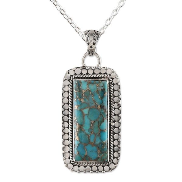 Alternate image for Sterling Silver and Composite Turquoise Pendant Necklace Peaceful Chant