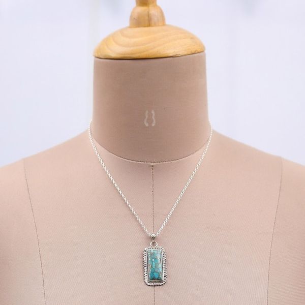 Alternate image for Sterling Silver and Composite Turquoise Pendant Necklace Peaceful Chant