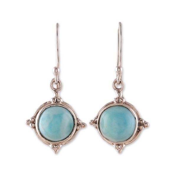 Alternate image for Polished Classic Natural Larimar Dangle Earrings from India Larimar Triumph
