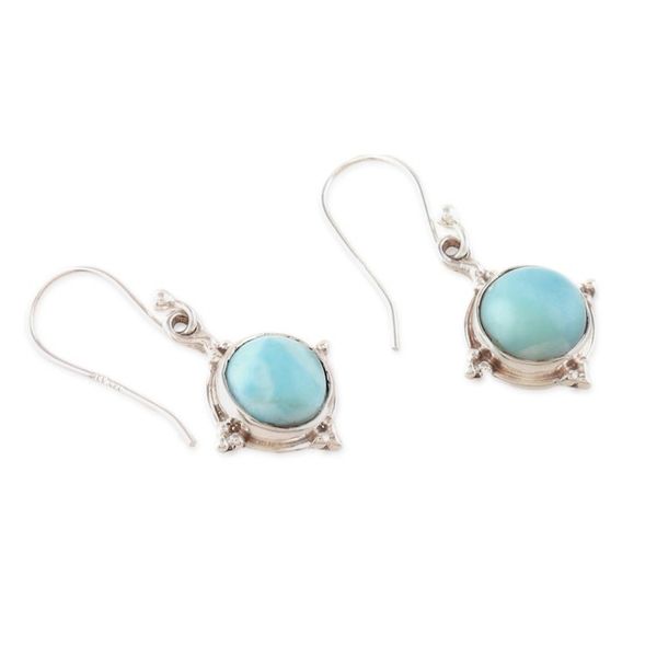 Alternate image for Polished Classic Natural Larimar Dangle Earrings from India Larimar Triumph