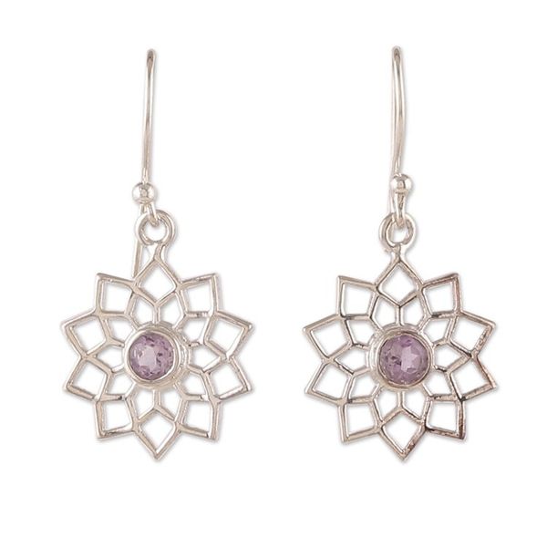 Alternate image for Crown Chakra-Shaped Faceted Amethyst Dangle Earrings Enchanting Chakra