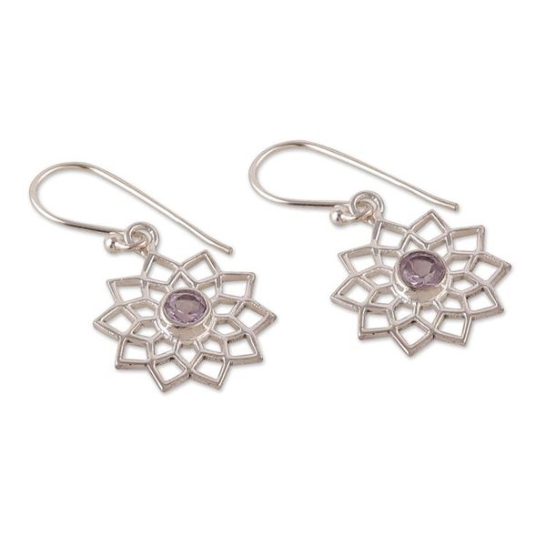Alternate image for Crown Chakra-Shaped Faceted Amethyst Dangle Earrings Enchanting Chakra