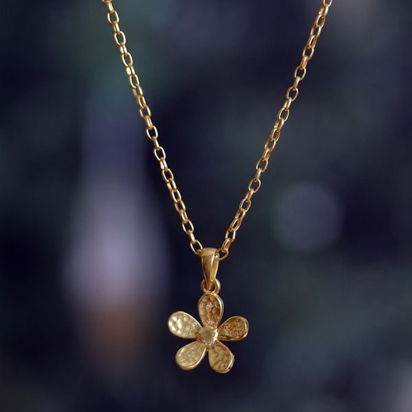 Alternate image for High-Polished 22k Gold-Plated Necklace with Floral Pendant Triumphal Petals