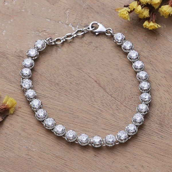 Alternate image for 12-Carat Faceted Cubic Zirconia and Sterling Silver Bracelet Ethereal Sparkle
