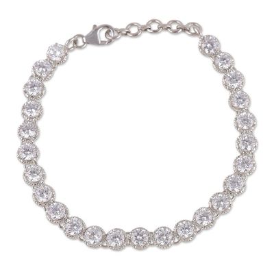 Alternate image for 12-Carat Faceted Cubic Zirconia and Sterling Silver Bracelet Ethereal Sparkle