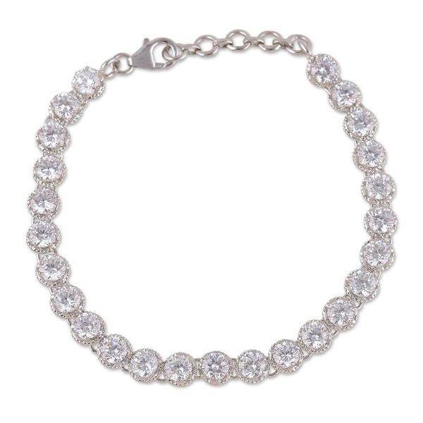 Alternate image for 12-Carat Faceted Cubic Zirconia and Sterling Silver Bracelet Ethereal Sparkle