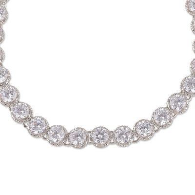 Alternate image for 12-Carat Faceted Cubic Zirconia and Sterling Silver Bracelet Ethereal Sparkle