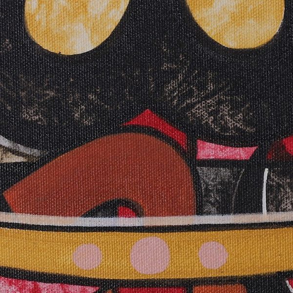 Alternate image for Signed Expressionist Classic Yellow and Red Acrylic Painting Triyambhkeshwara