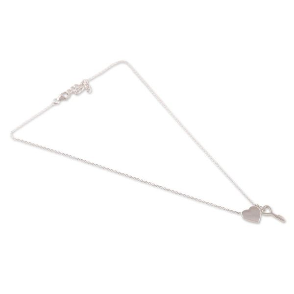 Alternate image for Heart and Key-Shaped Sterling Silver Pendant Necklace Key to Your Love
