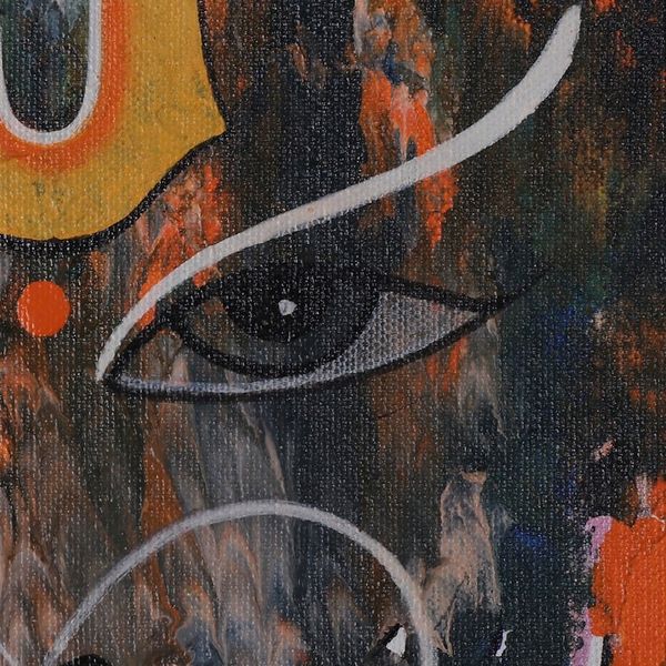 Alternate image for Signed Expressionist Dark-Toned Acrylic Painting from India Sankat Mochan