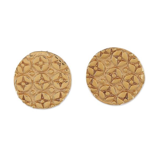 Alternate image for Star-Themed High-Polished Round Brass Button Earrings Symphony of Stars