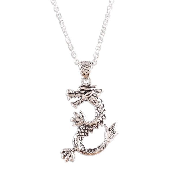 Alternate image for Classic Dragon-Shaped Sterling Silver Pendant Necklace Dragon Reign