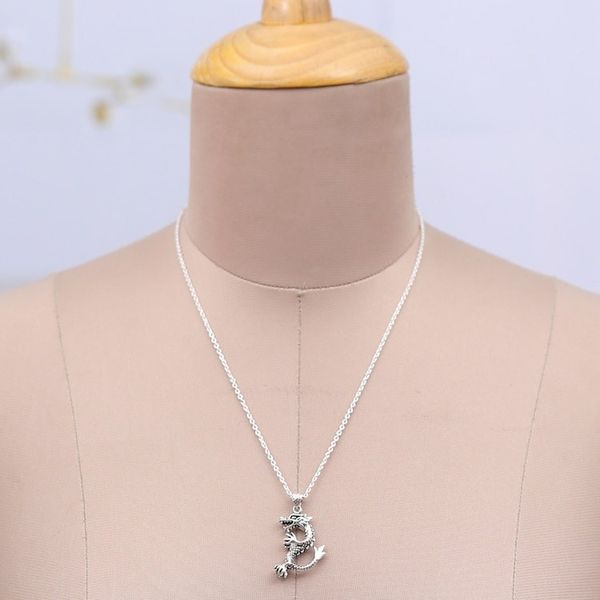 Alternate image for Classic Dragon-Shaped Sterling Silver Pendant Necklace Dragon Reign