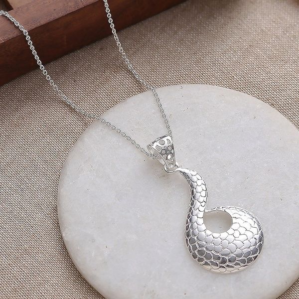 Alternate image for High-Polished Silver-Plated Brass Pangolin Pendant Necklace Beaming Waves